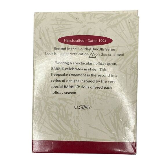 Holiday Barbie 2nd in series Hallmark Ornament 1994 - Picture 3 of 4